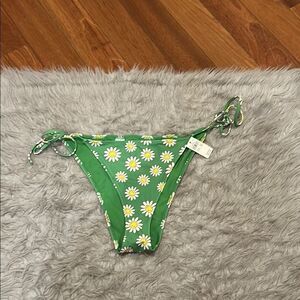 NWT aerie cheekiest‎ green, yellow and white smiley face flower swimsuit bottoms